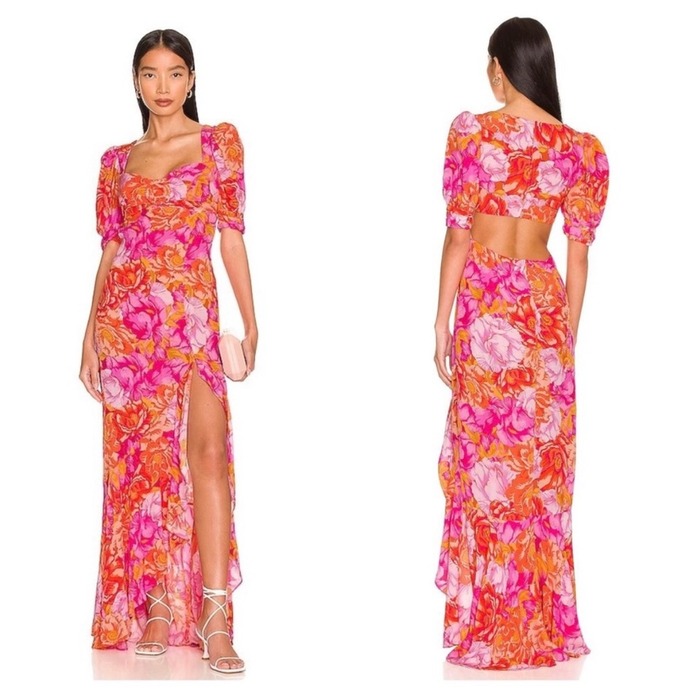 LOVERS AND FRIENDS $288 Resort Maxi Morgan Dress in Chai Floral Print Size Small
